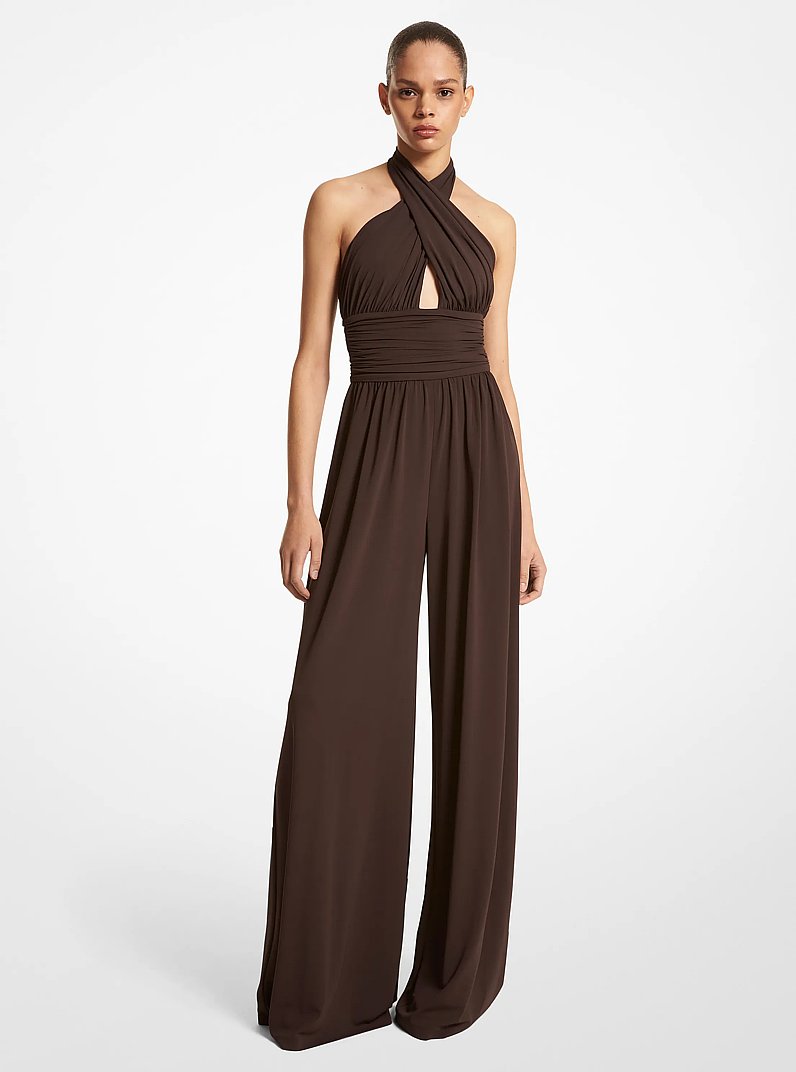 Neckholder-Jumpsuit aus Stretch-Jersey in SCHOKOLADE | Michael Kors