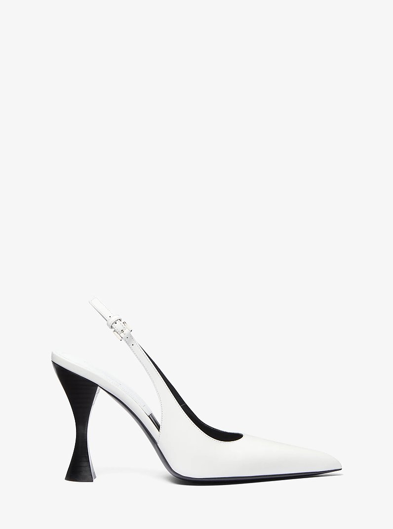 Zapato de tac&oacute;n Isabella de cuero con tal&oacute;n descubierto in BLANCO INTENSO | Michael Kors