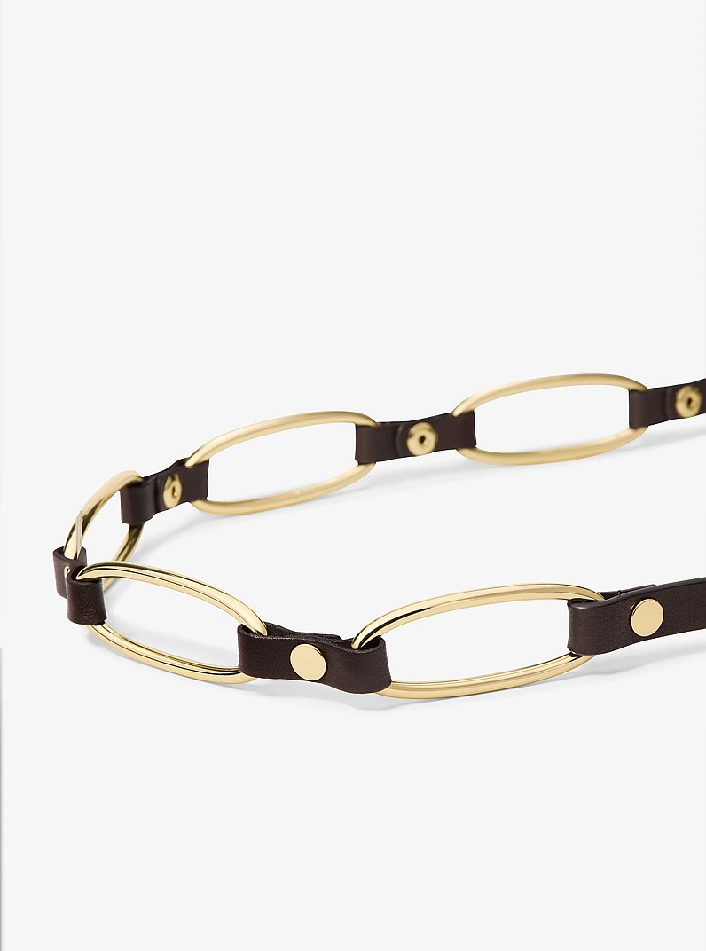 Chain Link Leather Belt in CHOCOLATE | Michael Kors