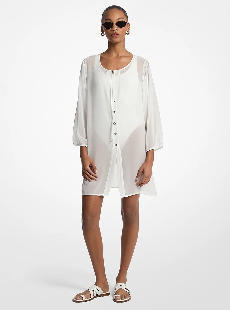 Chiffon Tunic Cover-Up in WHITE | Michael Kors