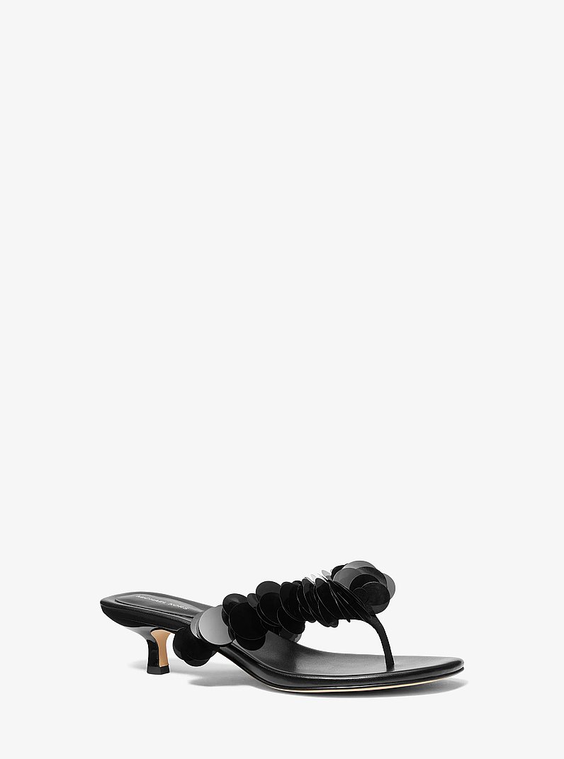 Loretta Sequin Embellished Sandal in BLACK | Michael Kors