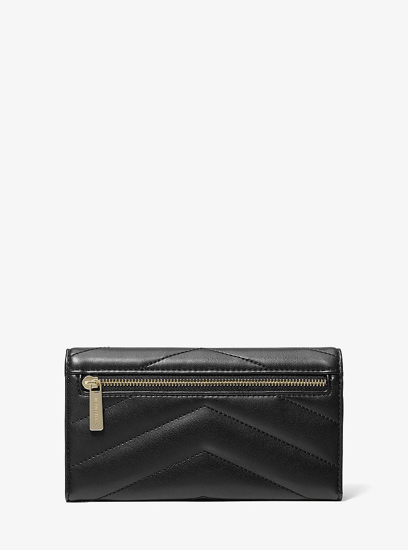 Jet Set Travel Large Quilted Tri-Fold Wallet in NOIR | Michael Kors