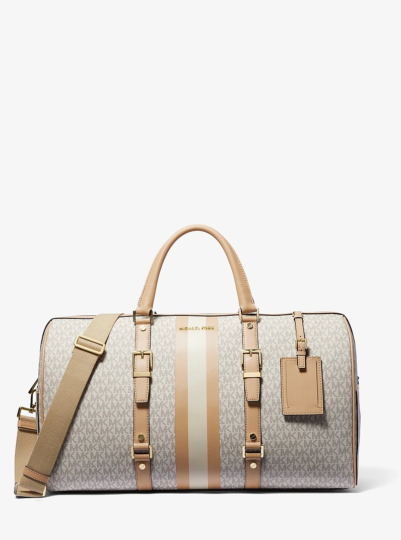 Sac de week-end Bedford Travel extra-large &agrave; rayures et logo in VANILLE COMBO | Michael Kors