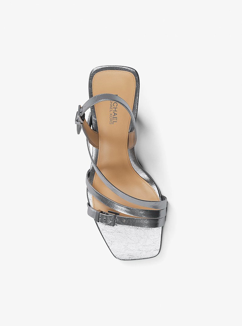 Yvette Metallic Sandal in SILVER | Michael Kors