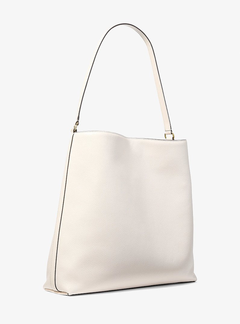 Sammy Large Pebbled Leather Hobo Shoulder Bag in LT CREAM | Michael Kors
