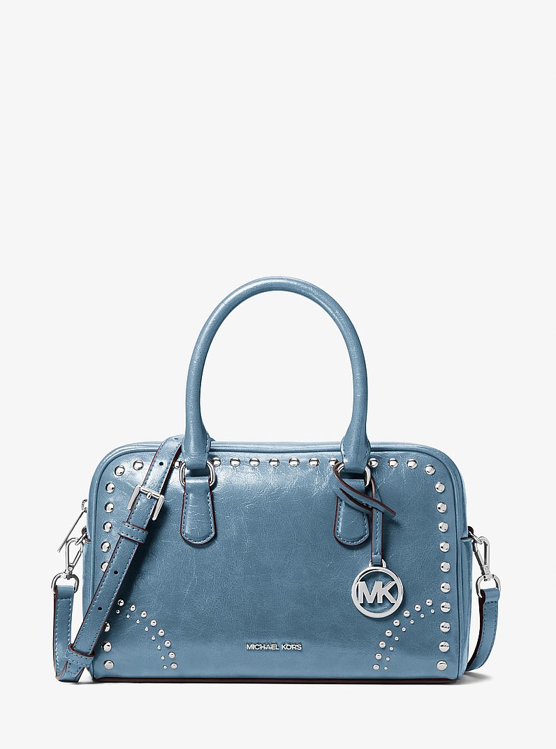 Thompson Medium Distressed Studded Satchel in CORNFLOWER | Michael Kors