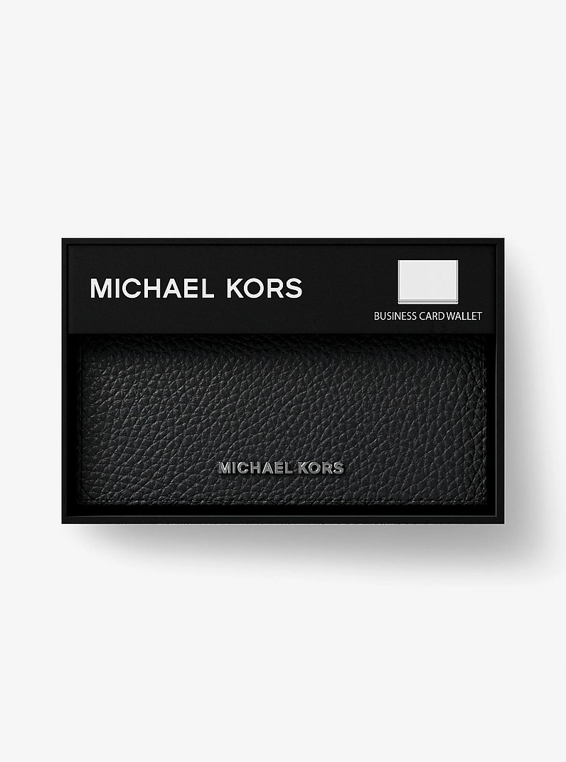 Hudson Pebbled Leather Card Case in BLACK | Michael Kors