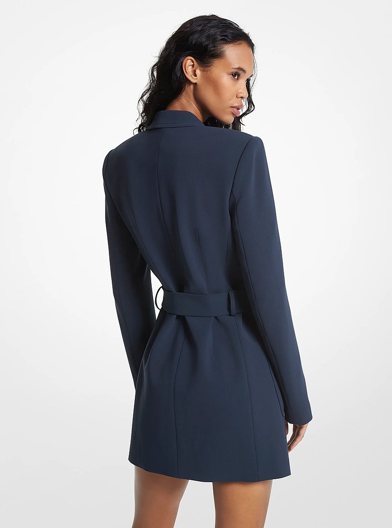 Belted Crepe Blazer Dress in MIDNIGHTBLUE | Michael Kors