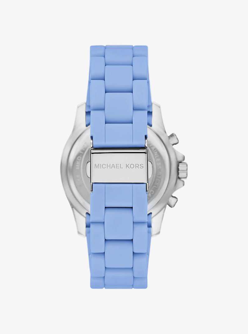 Everest Pav&eacute; Silver-Tone and Silicone Watch in POP ORANGE | Michael Kors