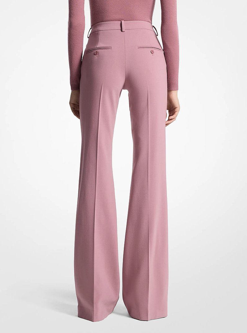 Haylee Stretch Pebble Crepe Flared Trousers in MAUVE | Michael Kors