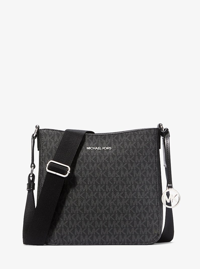 Jet Set Travel Small Signature Logo Messenger Bag in BLACK | Michael Kors