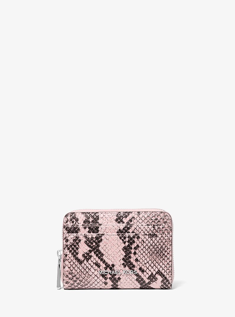 Jet Set Small Snake Embossed Leather Wallet in SMOKEY ROSE | Michael Kors