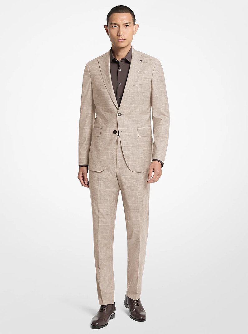 Wool Blend Flannel Blazer in BEIGE | Michael Kors