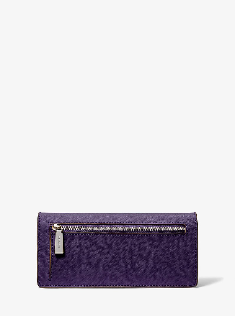 Jet Set Large Saffiano Leather Snap-Front Wallet in IRIS | Michael Kors