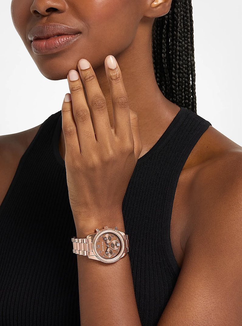 Lexington Pav&eacute; Rose Gold-Tone Watch  in ROSE GOLD | Michael Kors