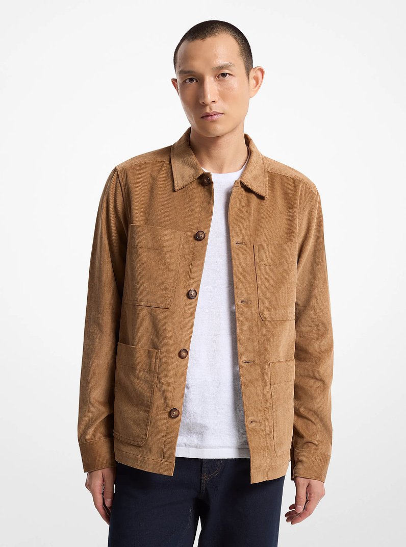 Oversized Corduroy Chore Jacket in KHAKI MELANGE | Michael Kors