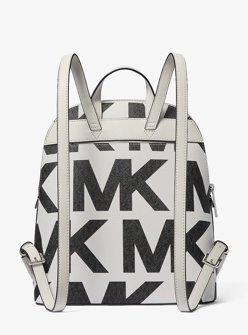 Cindy Large Graphic Logo Backpack in OPTIC WHITE/BLK | Michael Kors