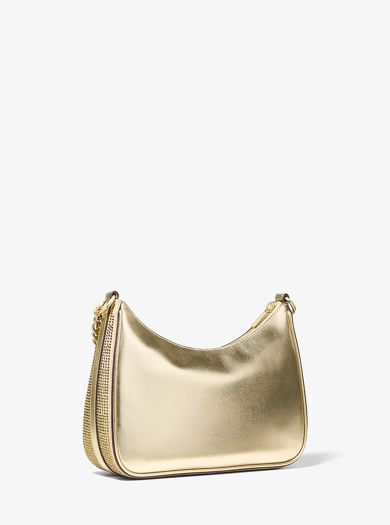 Jet Set Travel Large Sequined Metallic Convertible Crossbody Bag in OR P&Acirc;LE | Michael Kors