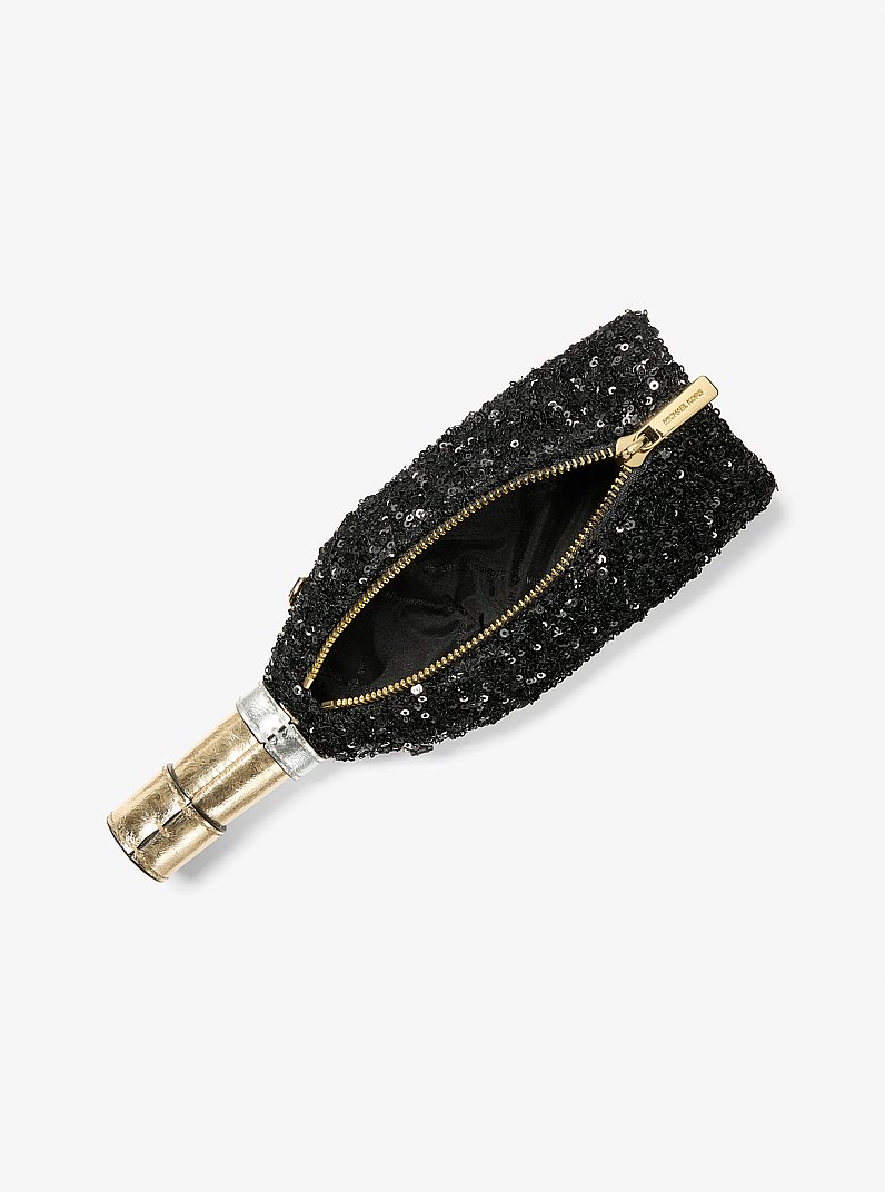 Sequined Champagne Small Crossbody Bag in BLACK | Michael Kors