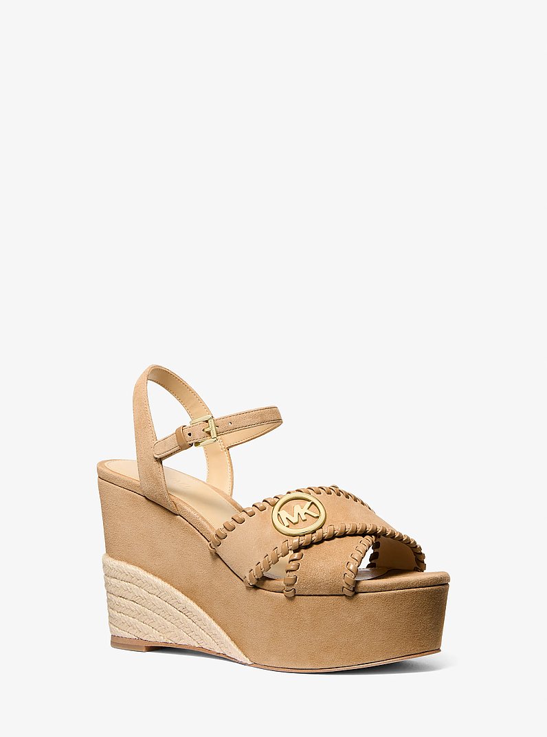 Hannah Suede Platform Sandal in CAMEL | Michael Kors