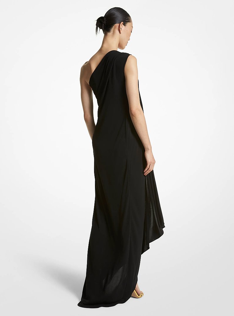 Crepe Jersey Toga Gown in BLACK | Michael Kors