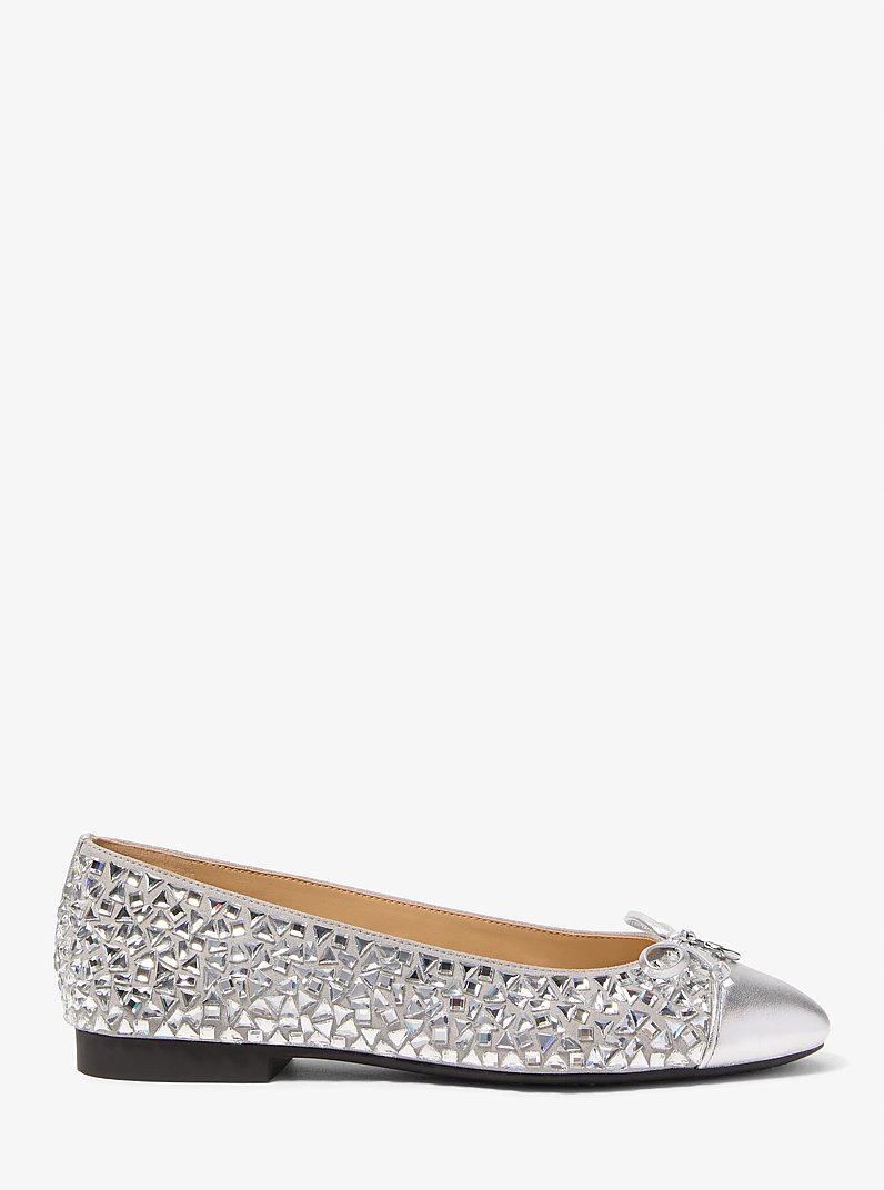 Piper Flex Embellished Metallic Ballet Flat in NICKEL | Michael Kors