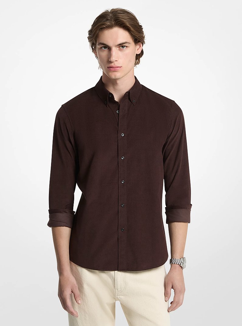 Chemise en velours c&ocirc;tel&eacute; de coton in CHOCOLAT | Michael Kors