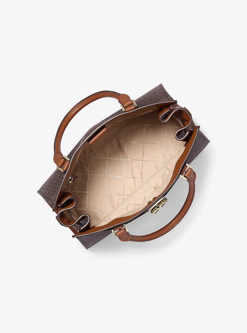 Hamilton Medium Logo Satchel in BROWN | Michael Kors