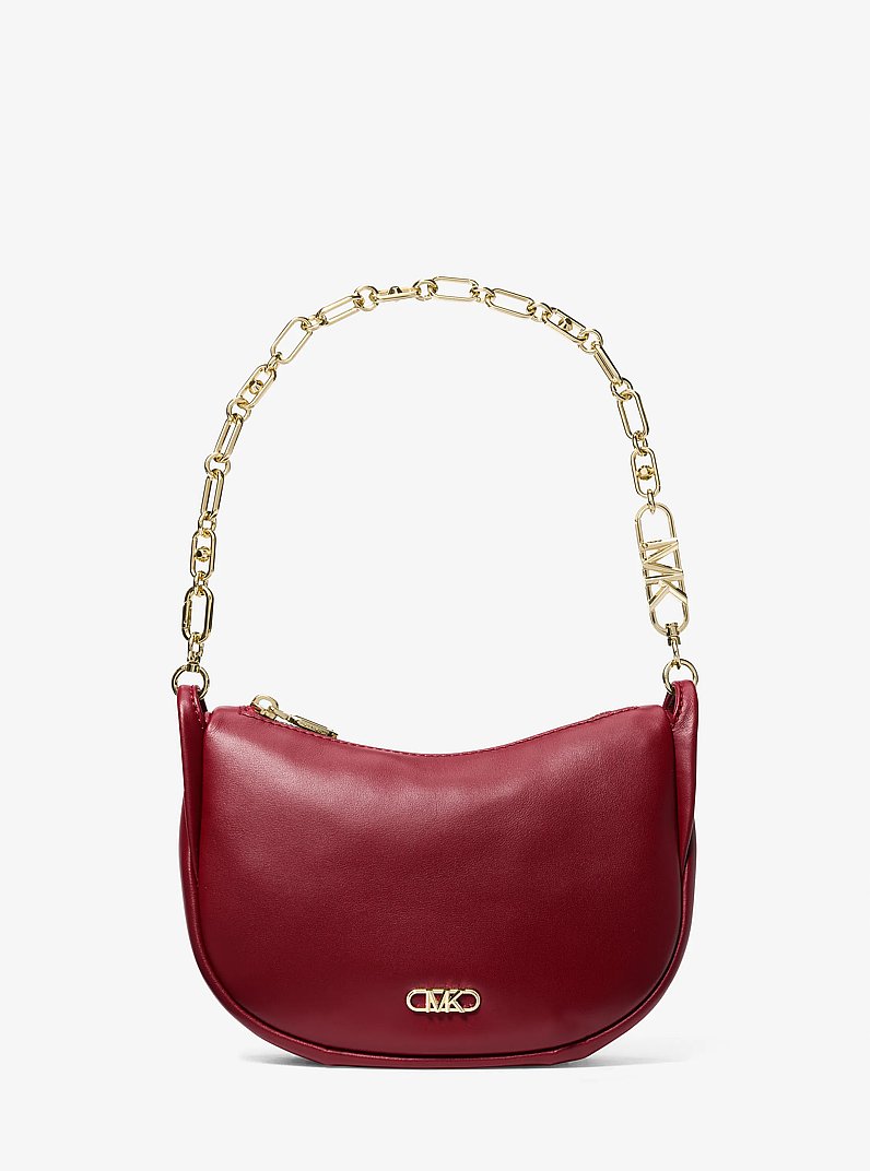 Kendall Small Leather Shoulder Bag in DEEP RED | Michael Kors