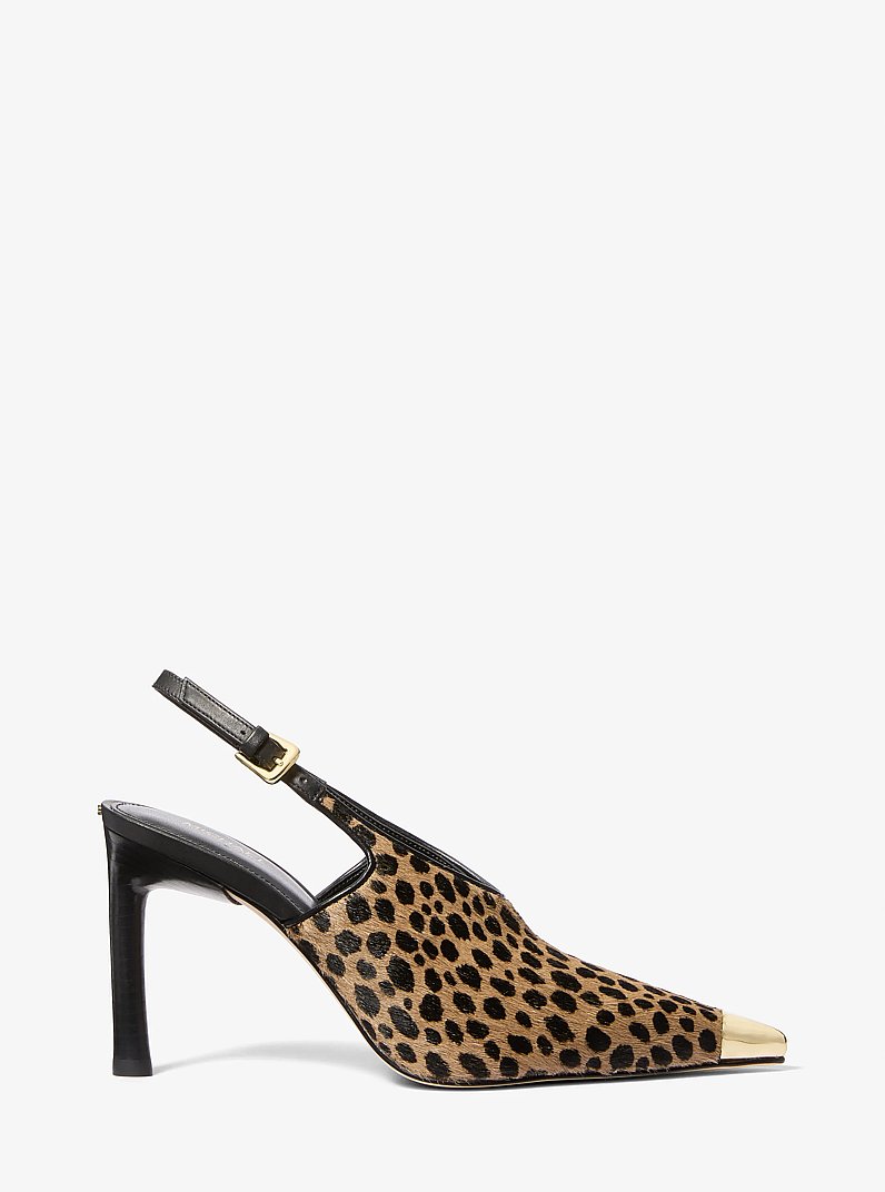 Kasia Cheetah Print Calf Hair Slingback Pump in HUSK MULTI | Michael Kors