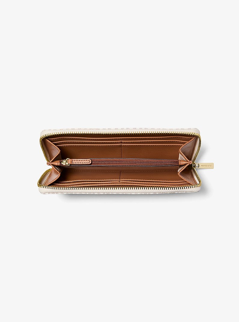 Jet Set Travel Large Signature Logo Continental Wallet in VANILLA | Michael Kors