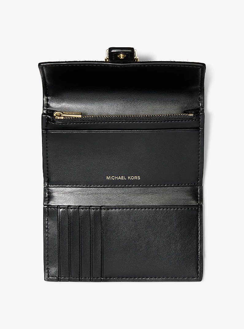 Nolita Medium Leopard Print Calf Hair and Leather Tri-Fold Wallet in MARIGOLD | Michael Kors