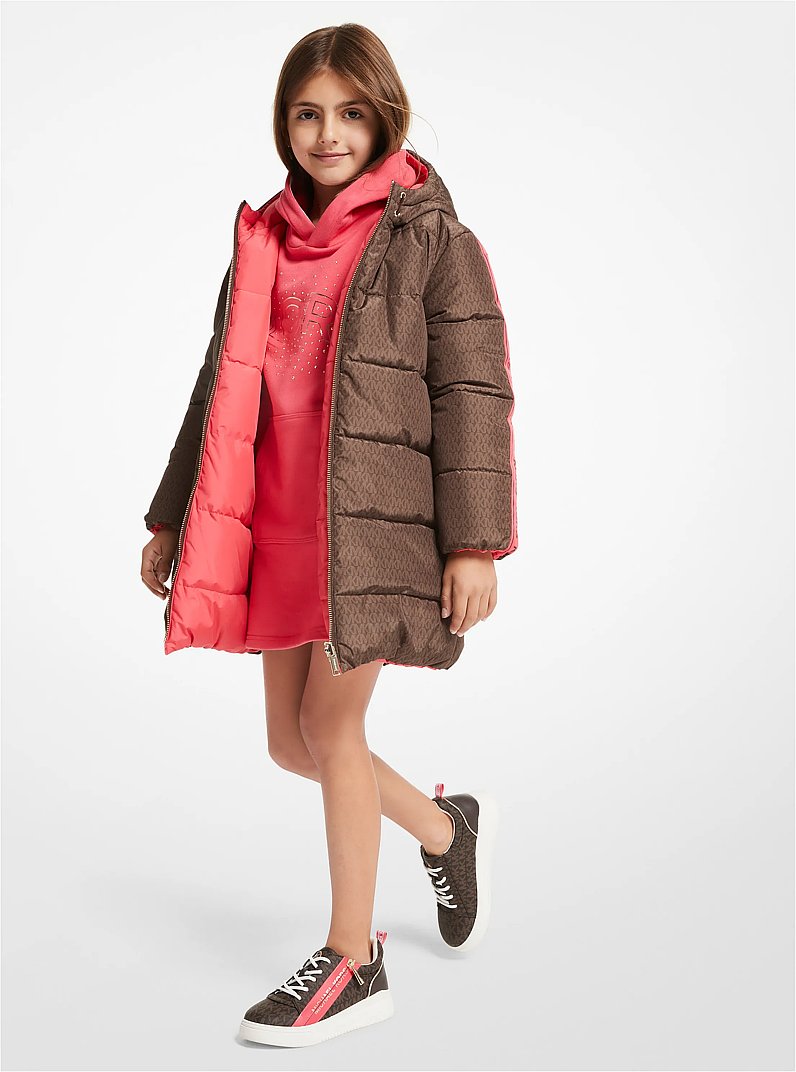 Quilted Signature Logo Reversible Puffer Coat in CHOCOLATE | Michael Kors