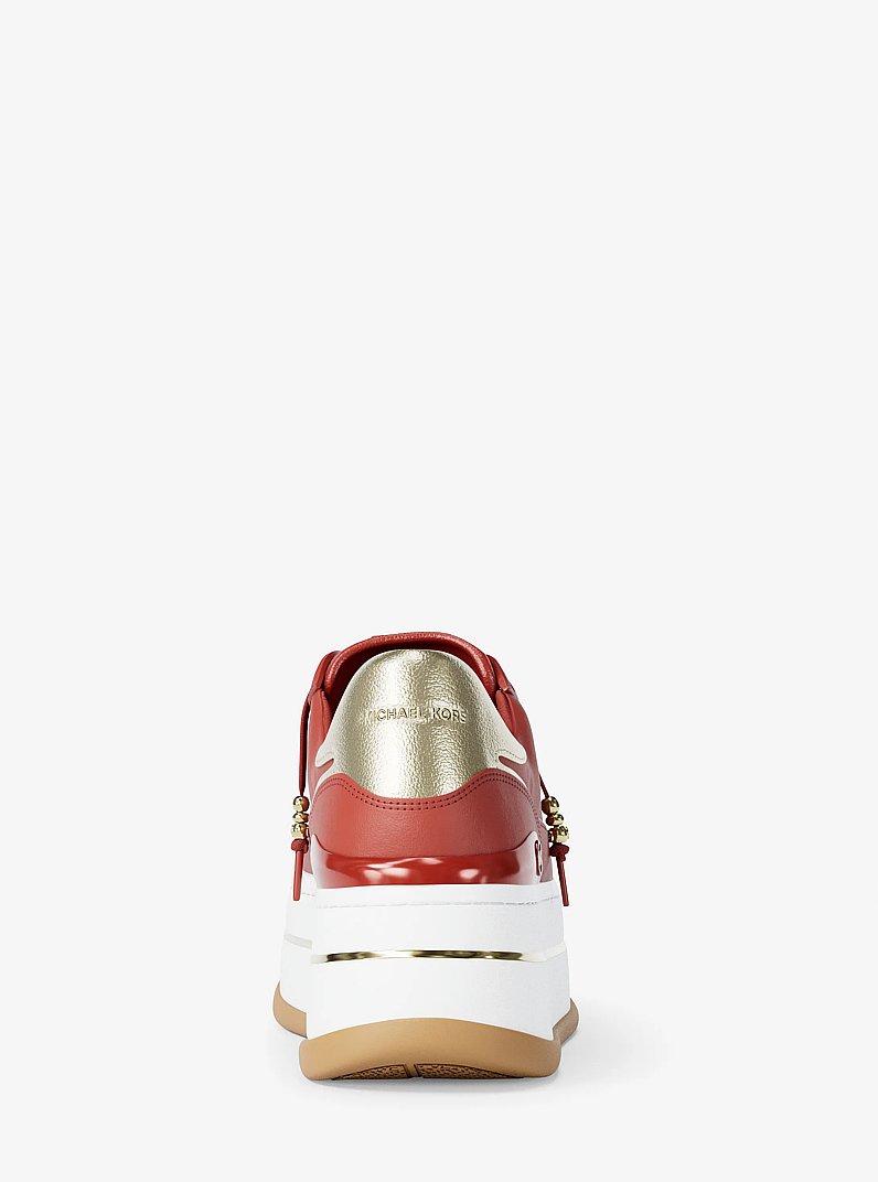 Hayes Embellished Leather Platform Sneaker in CRIMSON | Michael Kors
