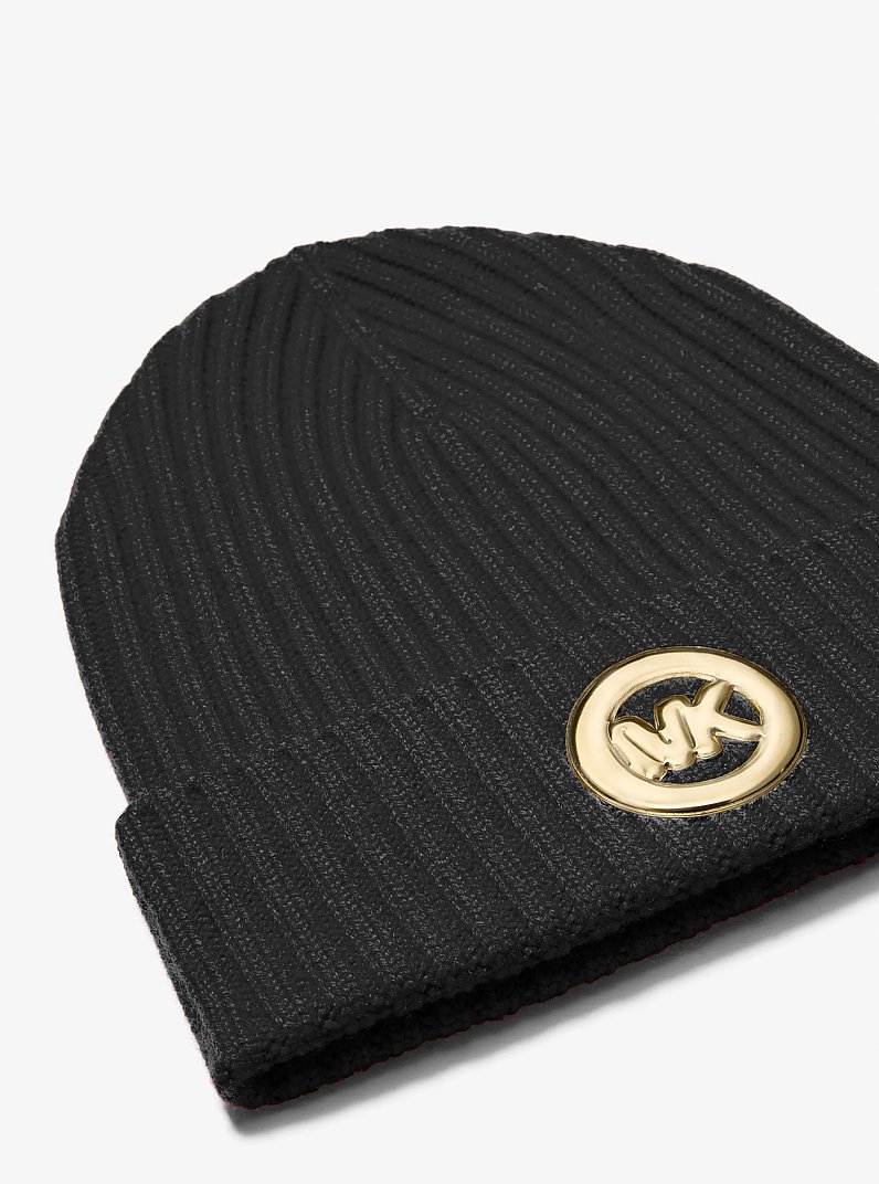 Ribbed Wool Beanie in BLACK | Michael Kors