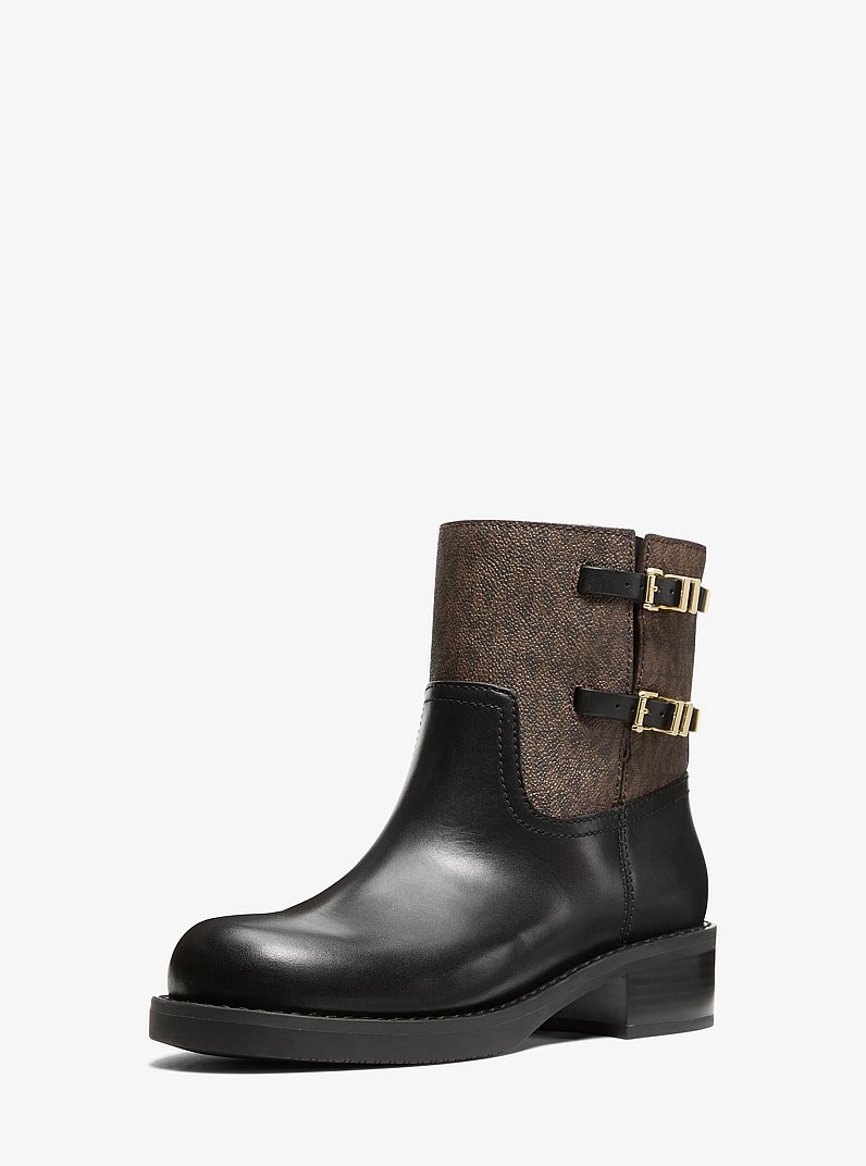 Darrington Leather and Signature Logo Ankle Boot in BROWN/BLK | Michael Kors