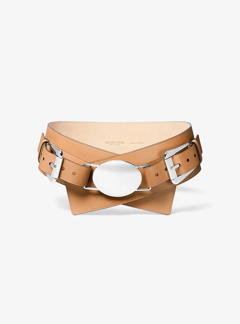 Gloria Leather Belt in CAMEL | Michael Kors
