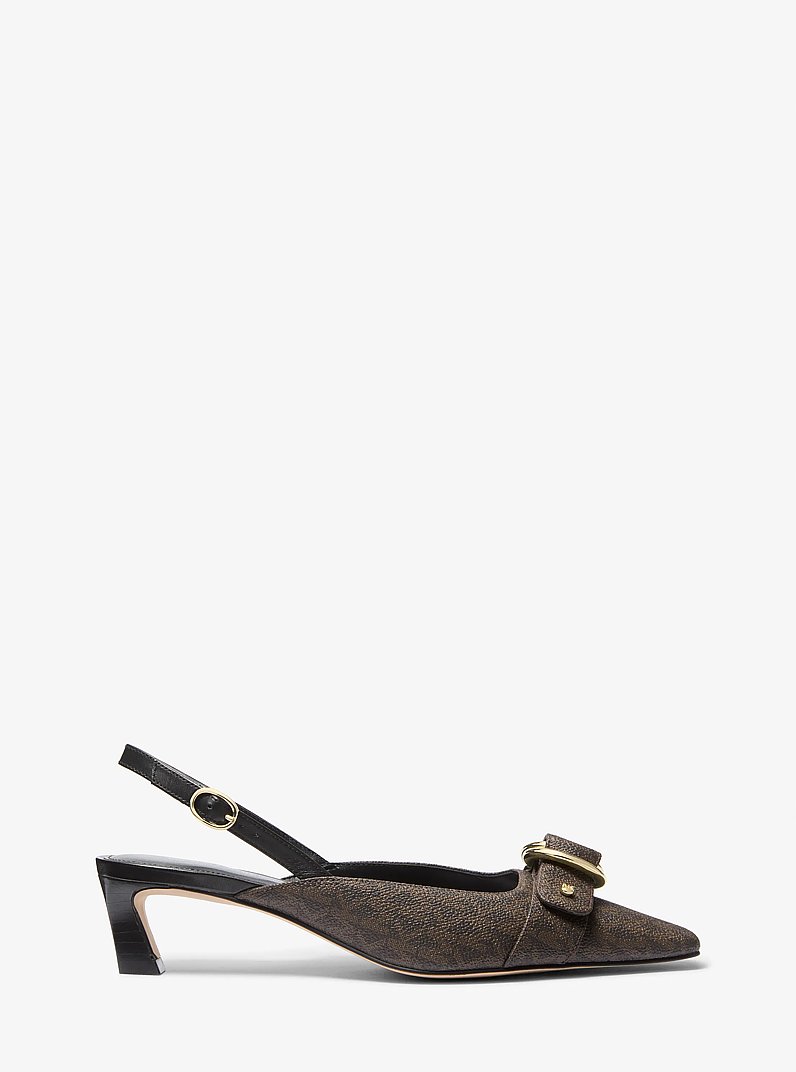 Jaden Signature Logo Slingback Pump in BLK/BROWN | Michael Kors