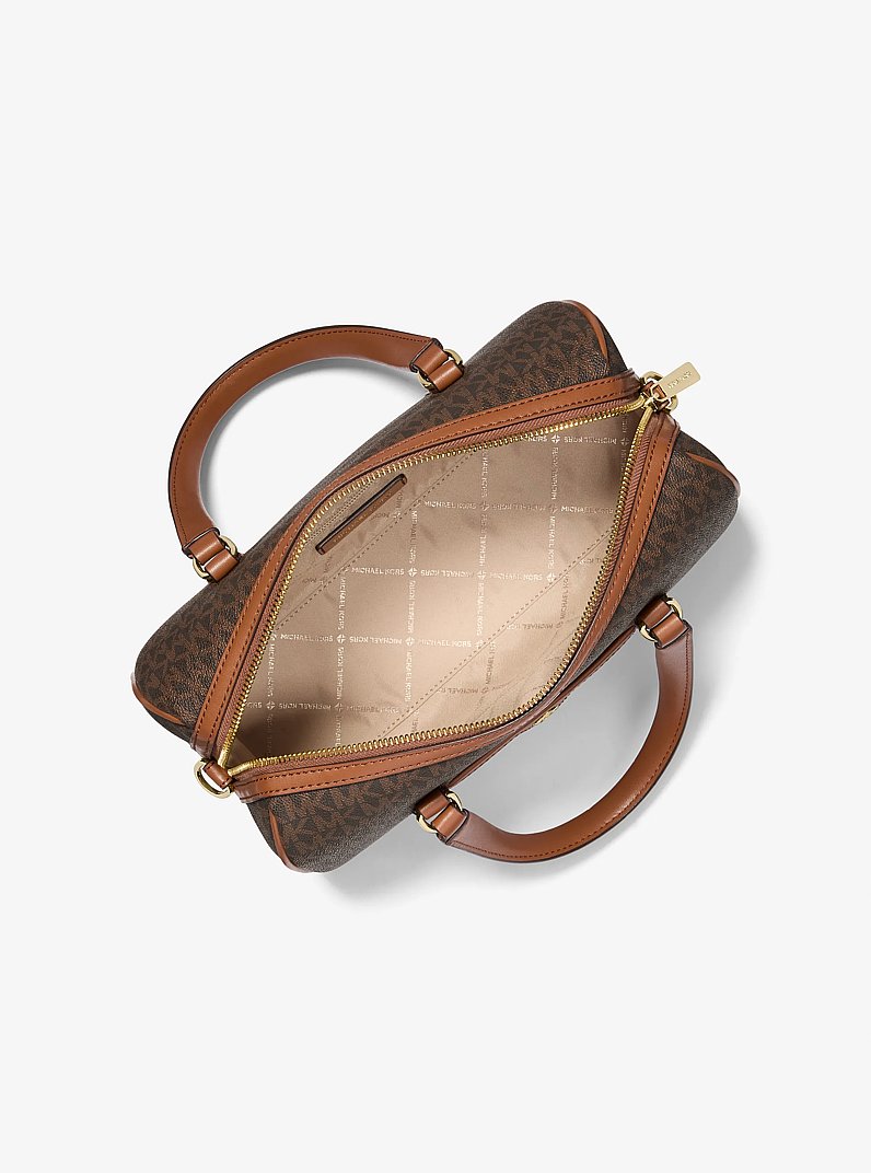 Jet Set Travel Medium Signature Logo Duffel Crossbody Bag in BROWN | Michael Kors