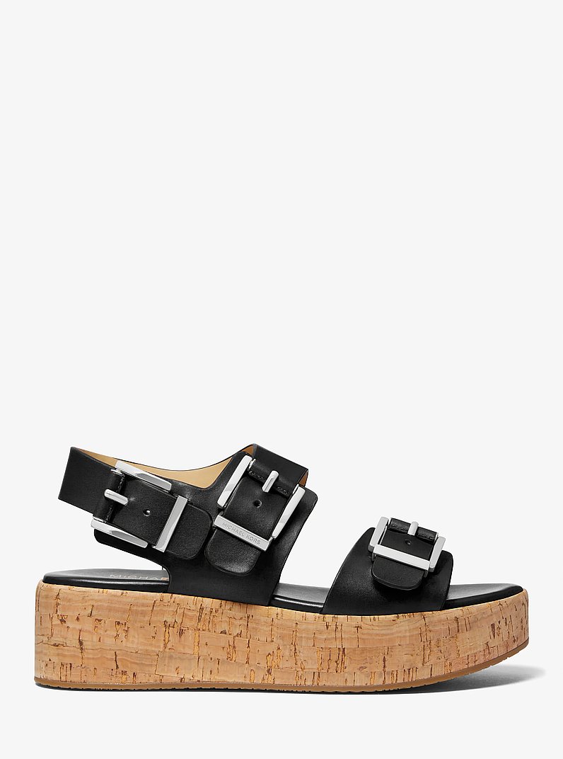 Sandalia Colby de piel con plataforma plana in NEGRO | Michael Kors