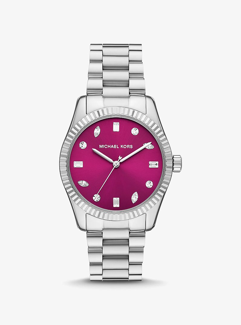 Lexington Pav&eacute; Silver-Tone Watch in SILVER | Michael Kors