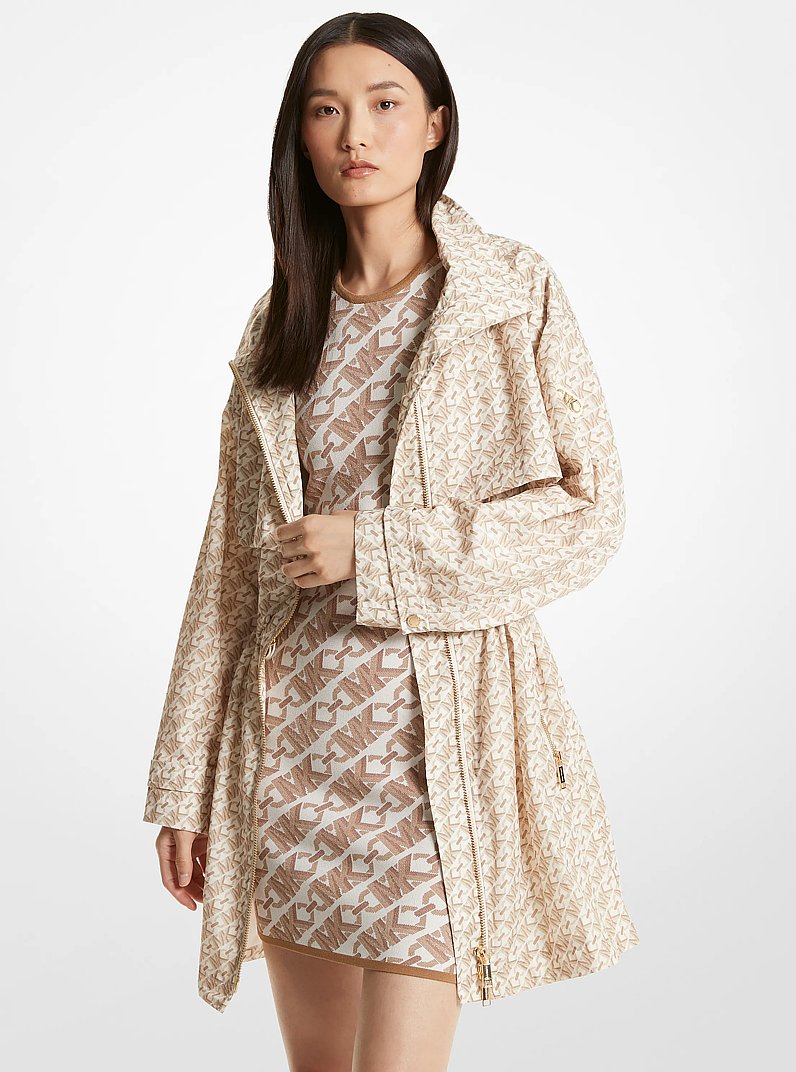 Empire Signature Logo Print Woven Anorak in BONE | Michael Kors