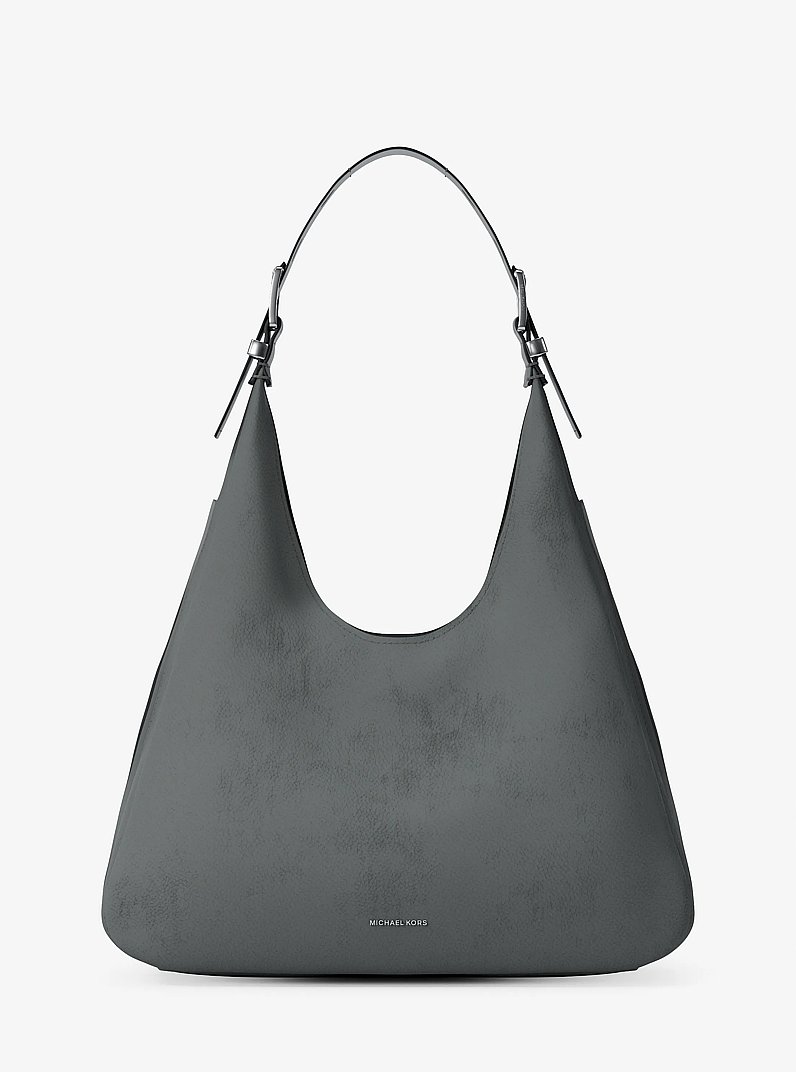 Nolita Large Nubuck Hobo Shoulder Bag in STORM | Michael Kors