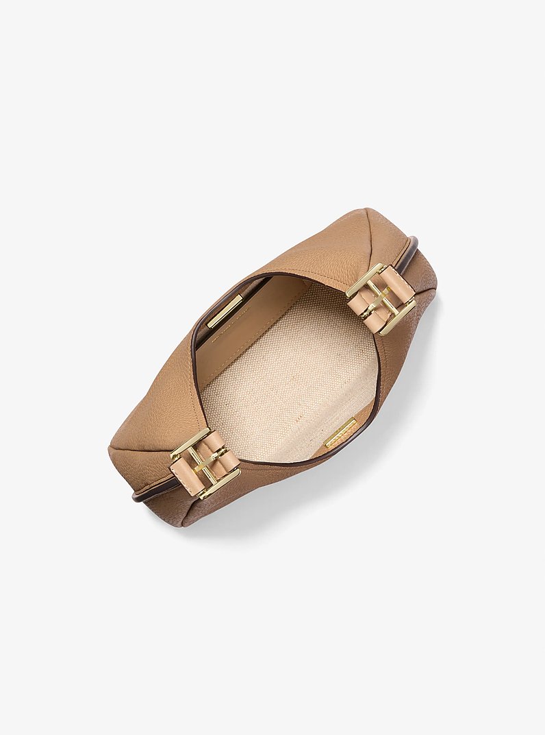 Nolita Small Pebbled Leather Hobo Shoulder Bag in CAMEL | Michael Kors