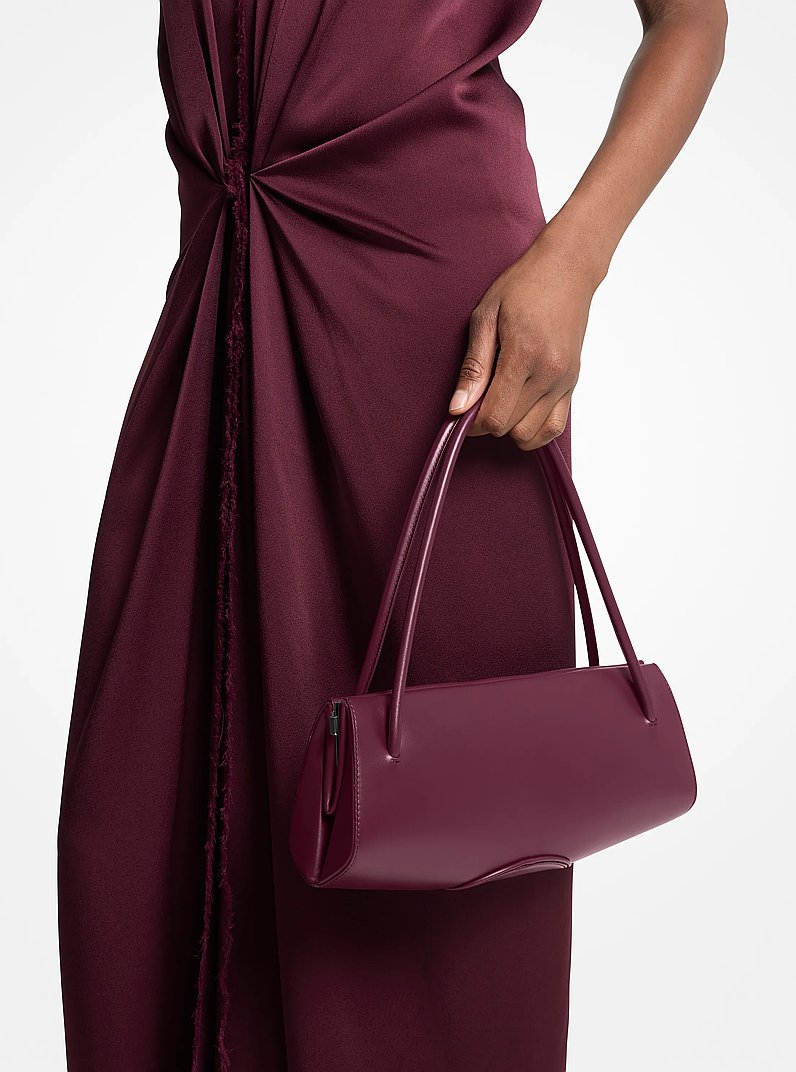 Anna Slim Leather Frame Bag in WINE | Michael Kors