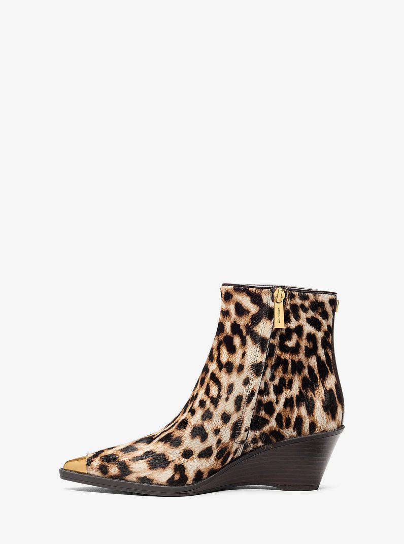 Austin Leopard Print Calf Hair Wedge Boot in DK CAMEL MLT | Michael Kors