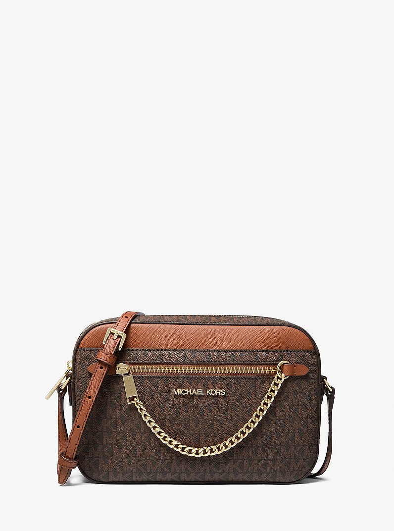 Jet Set Large Logo Crossbody Bag in BROWN | Michael Kors