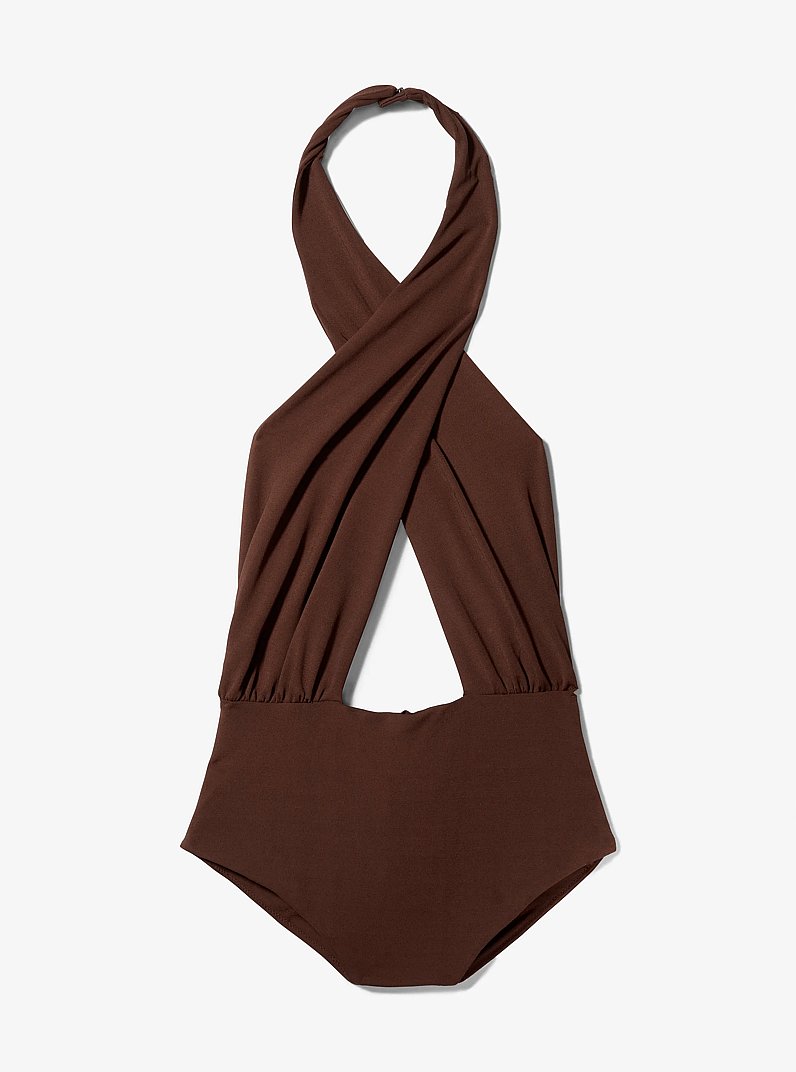 Neckholder-Body aus dichtem Stretch-Jersey in JAVA | Michael Kors
