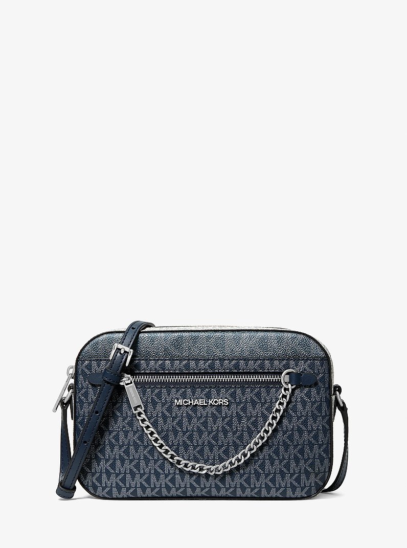 Jet Set Large Signature Logo Crossbody Bag in BLACK - Sale