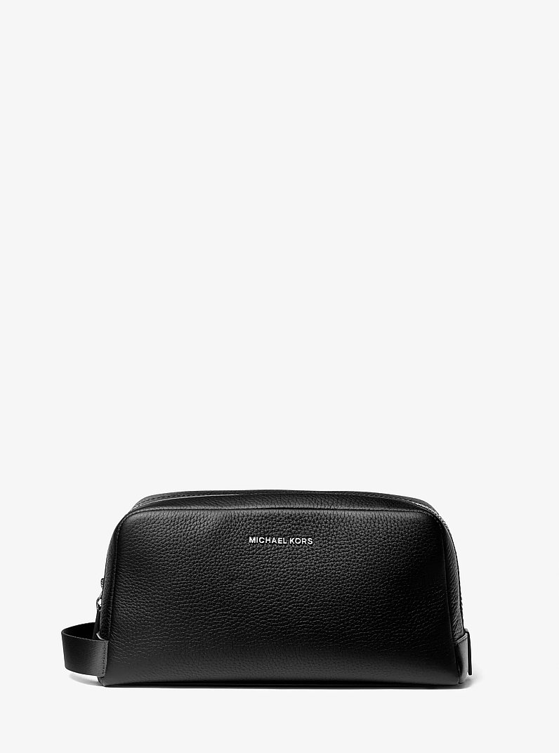 Hudson Pebbled Leather Travel Pouch in BLACK | Michael Kors